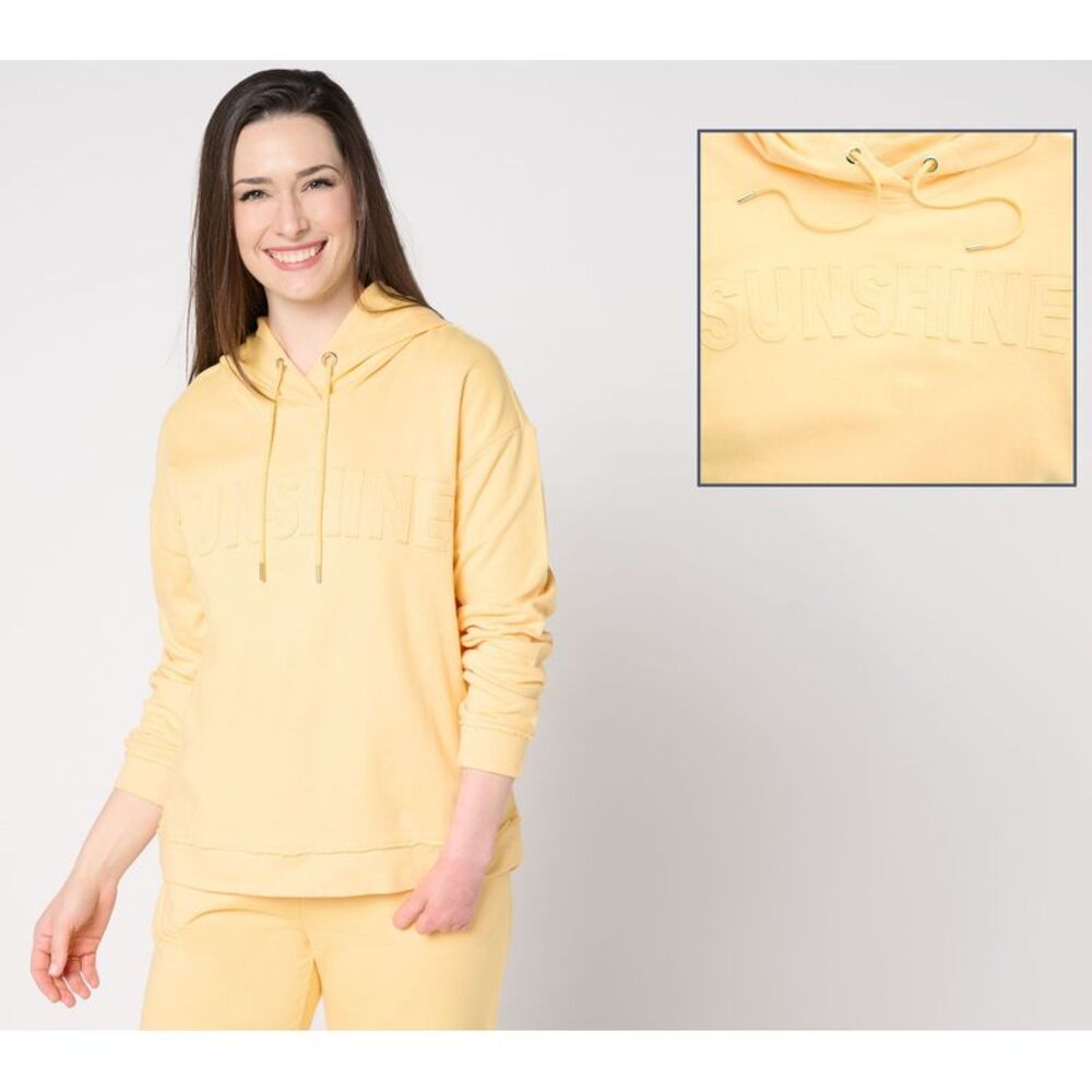 Anybody Women's Top Sz XS French Terry Message Hoodie Yellow